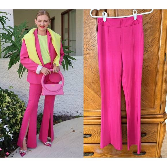 Fuchsia pants with front slits. Size S - Picture 1 of 13